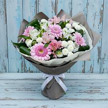 Букет цветов из:  Герберы, Альстромерии и Хризантемы #REPLACE_PRED# Соколовом