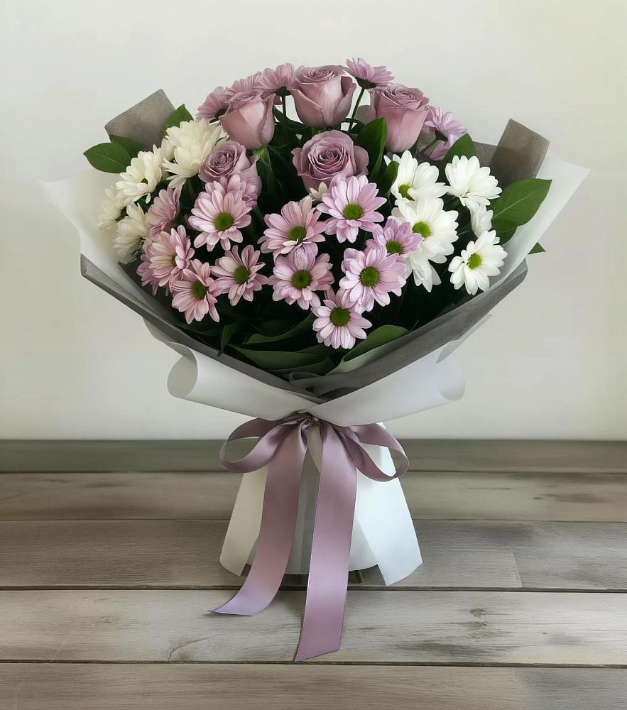 Букет цветов из: Хризантемы и Розы в Соколовом