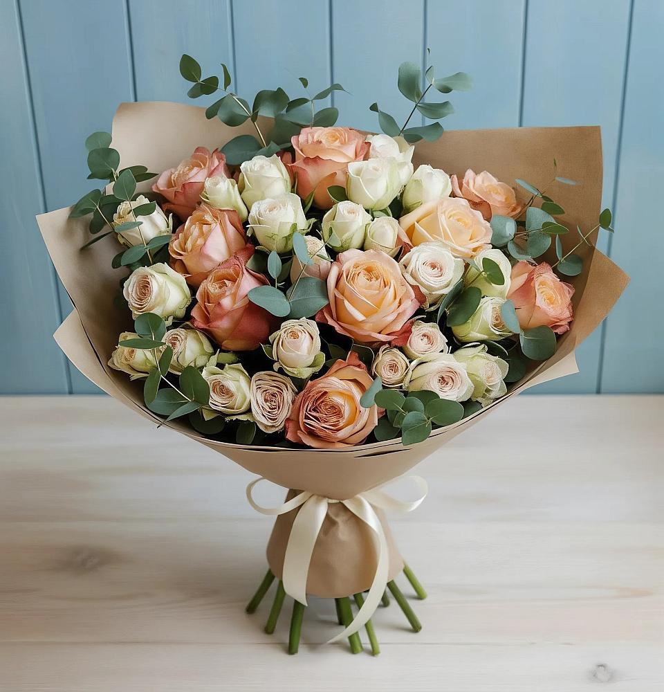 Букет цветов из: Альстромерии и Розы в Соколовом