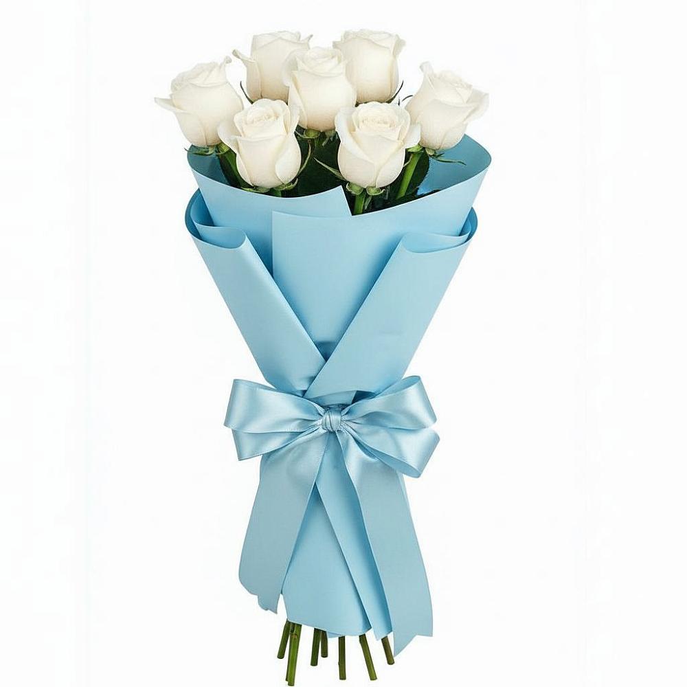 Букет 7 белых роз Проуд в Соколовом