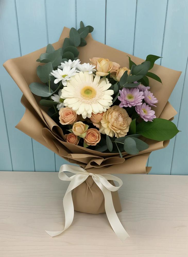 Букет цветов из: Герберы и Хризантемы в Соколовом