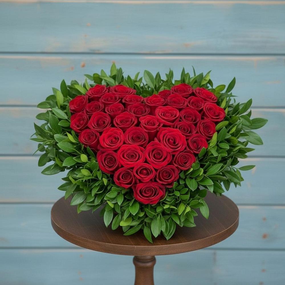 Цветочная композиция из Розы в виде сердца в Соколовом