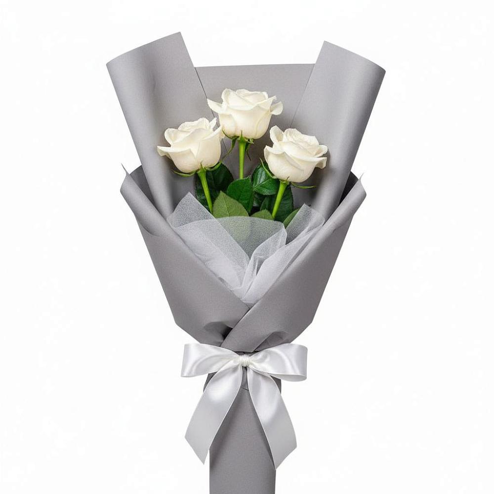 Букет 3 белые розы в Соколовом