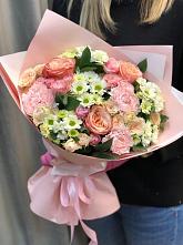 Букет нежные объятья в Соколовом Букет цветов из: Гвоздики, Розы и Хризантемы в Соколовом