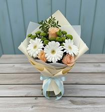 Букет цветов из:  Герберы, Розы и Хризантемы в Соколовом