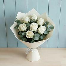 Букет Белые розы в Эвкалипте #REPLACE_PRED# Соколовом